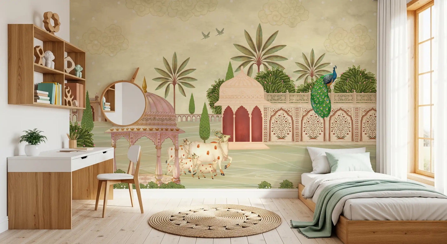 Royal Courtyard Peacock Vista Wall Mural