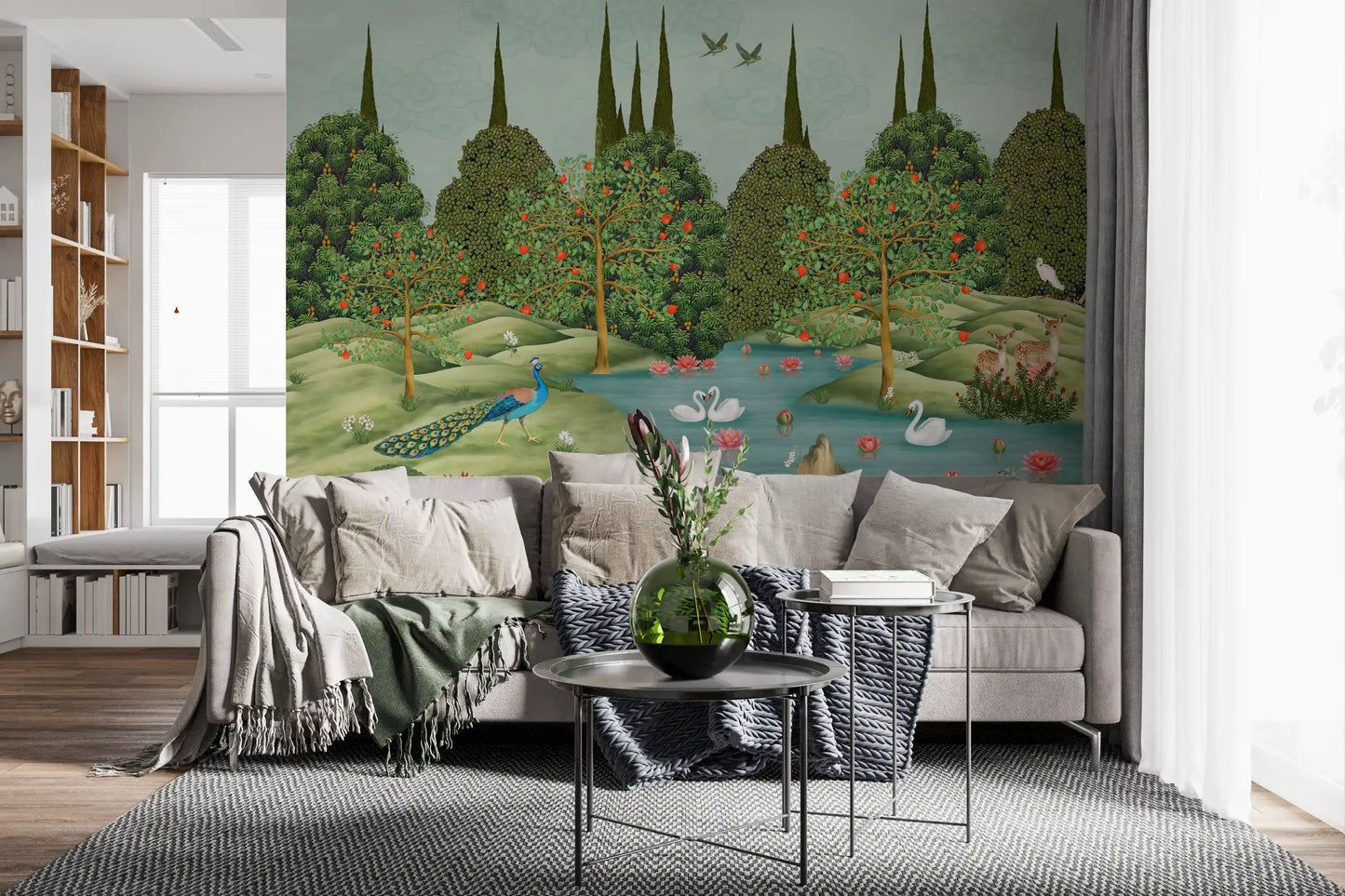 Enchanted Garden Wildlife Scene Wall Mural