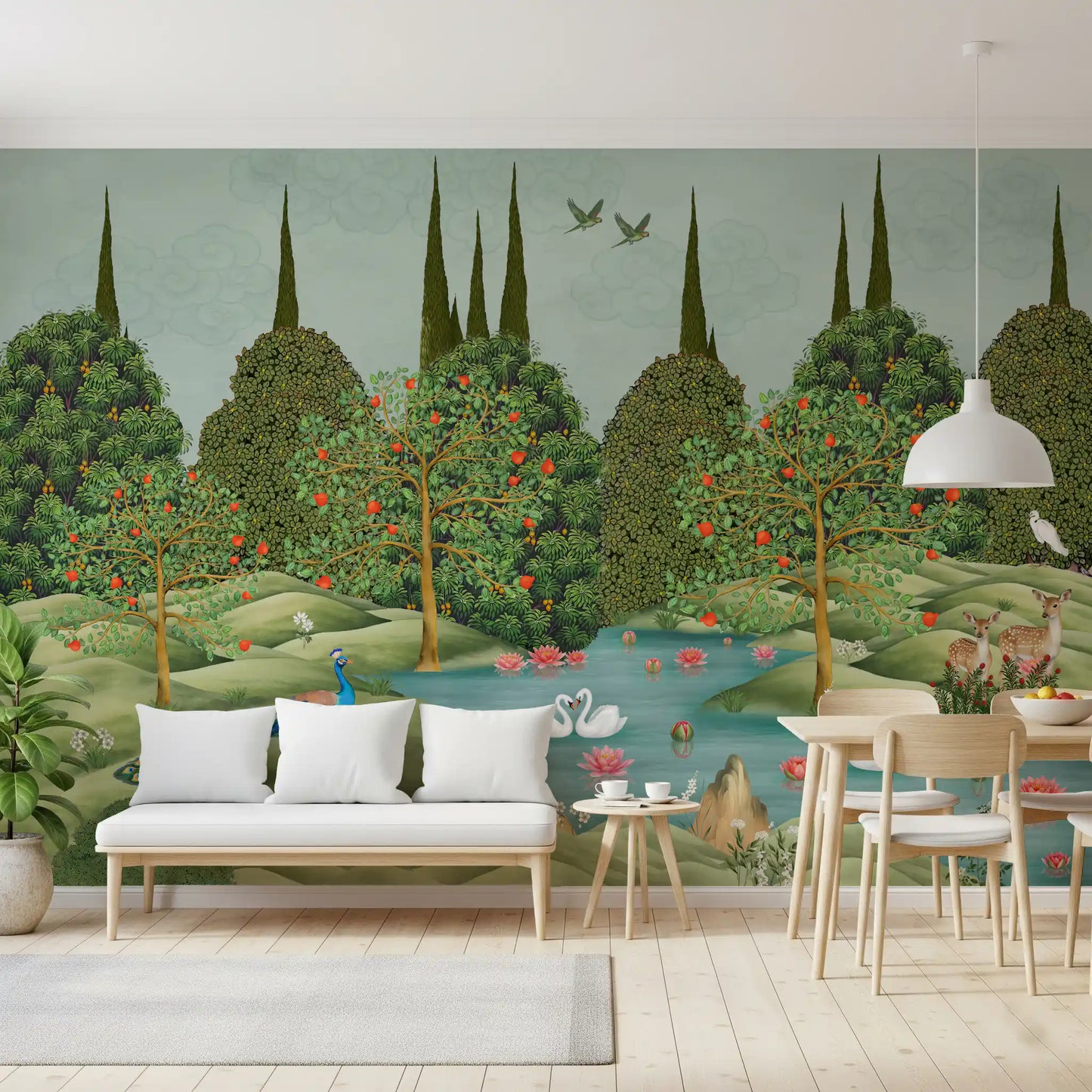 Enchanted Garden Wildlife Scene Wall Mural