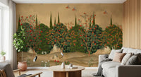 Botanical Pomegranate Orchard Illustration Wall Mural