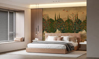 Botanical Pomegranate Orchard Illustration Wall Mural