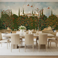 Orchard of Cranes and Pomegranates Wall Mural