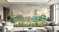 Serene Mountain Orchard Vista Wall Mural