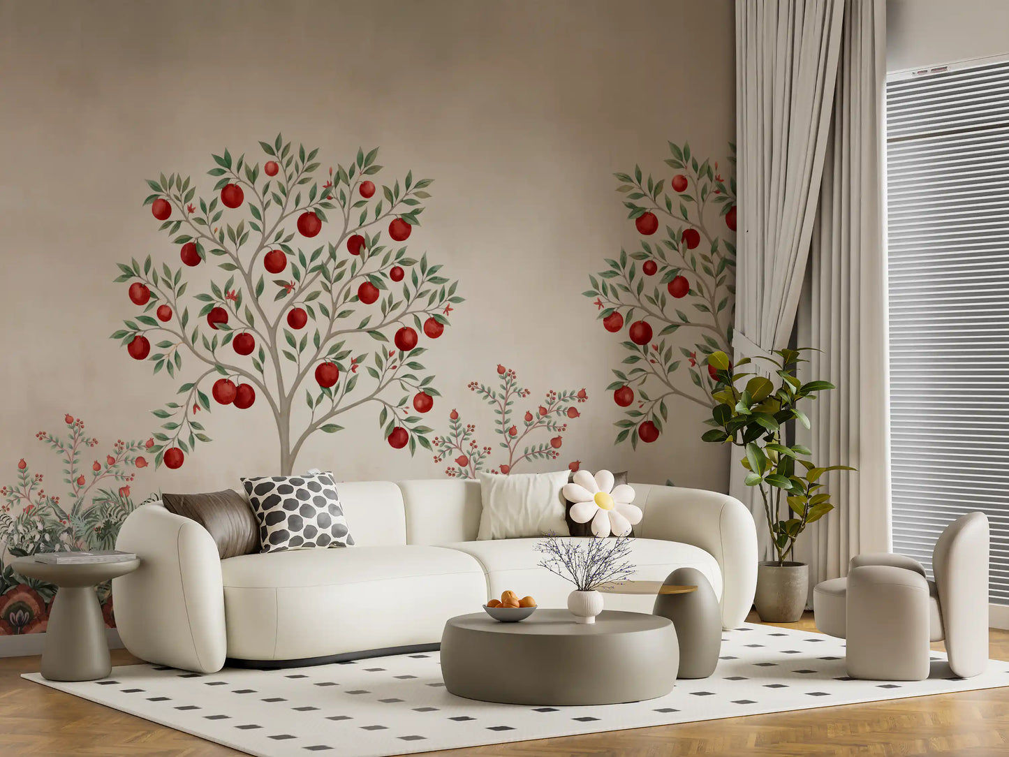 Rustic Fruit Orchard Heritage Print Wall Mural