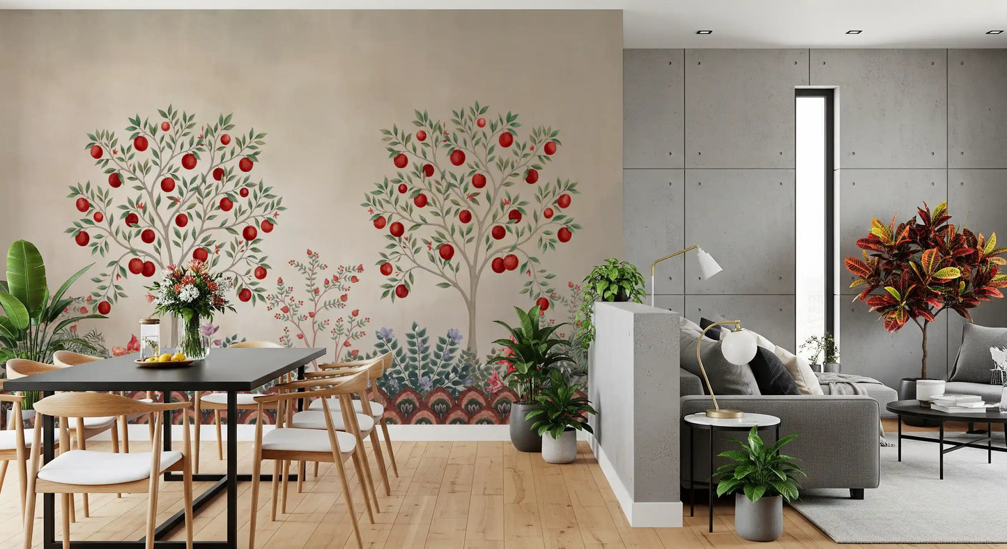 Rustic Fruit Orchard Heritage Print Wall Mural