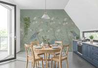 Sage Garden Peacock Scene Wall Mural