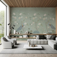 Sage Garden Peacock Scene Wall Mural