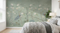 Sage Garden Peacock Scene Wall Mural