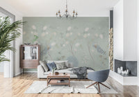 Sage Garden Peacock Scene Wall Mural