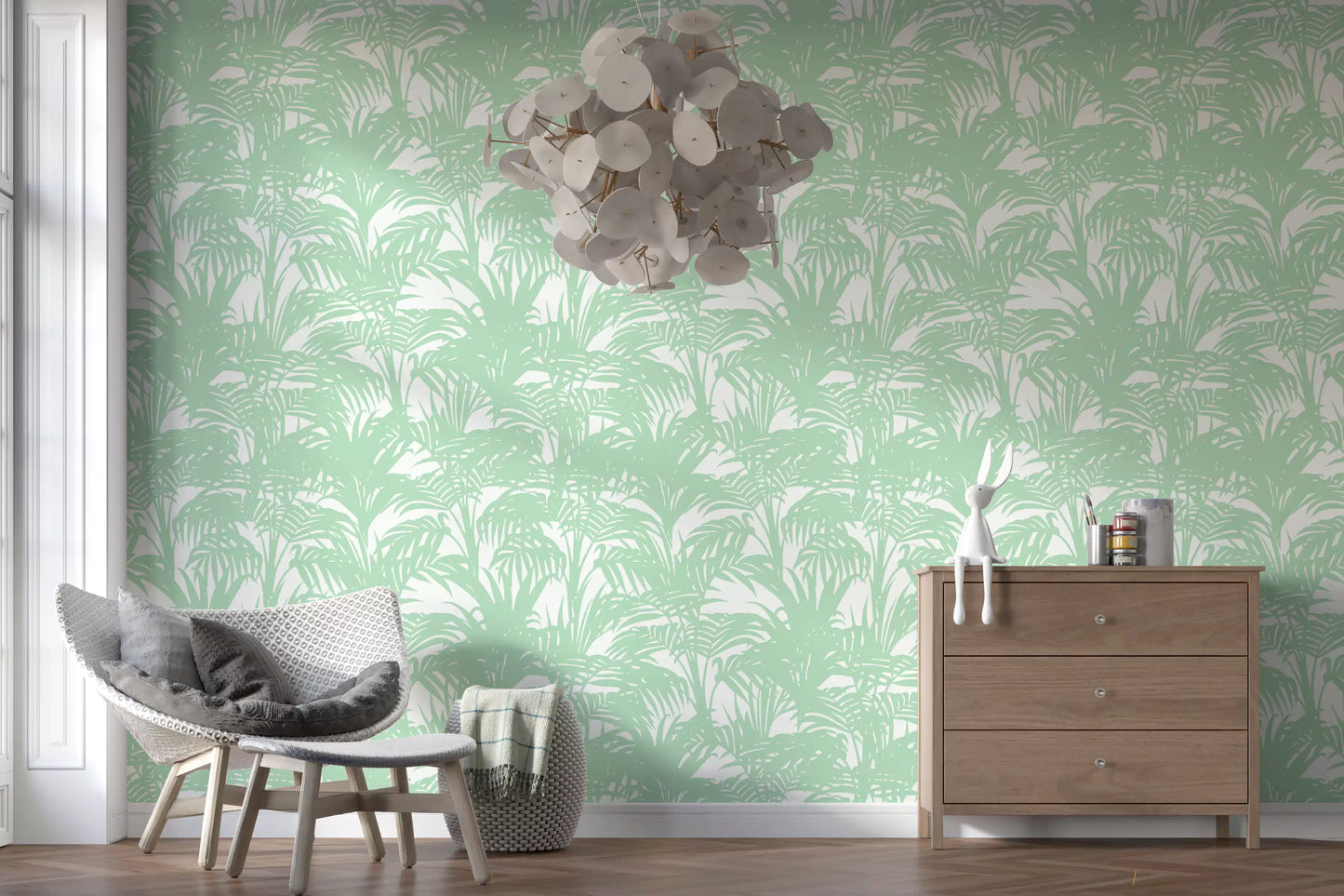 Minimalist Jungle Sage Pattern Wallpaper⁠