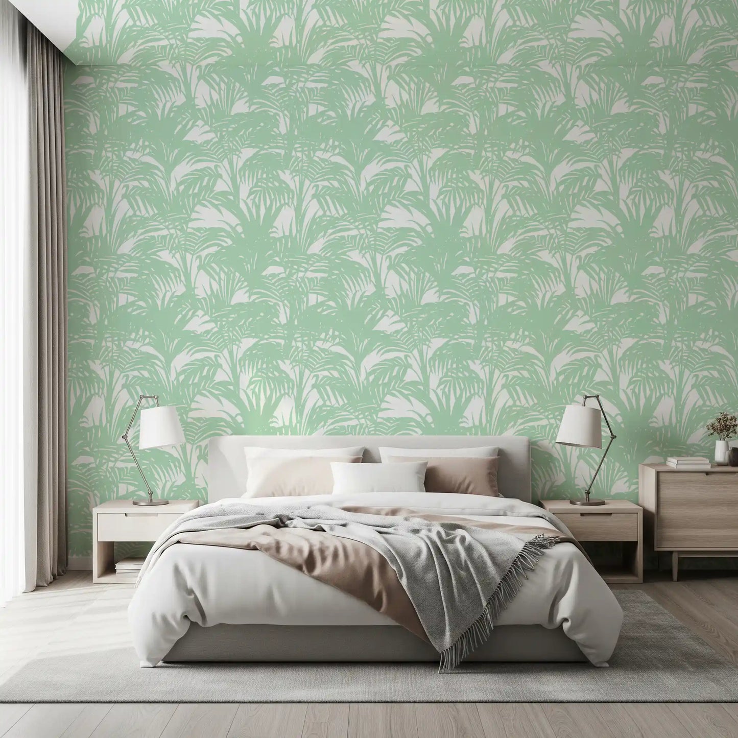 Minimalist Jungle Sage Pattern Wallpaper⁠