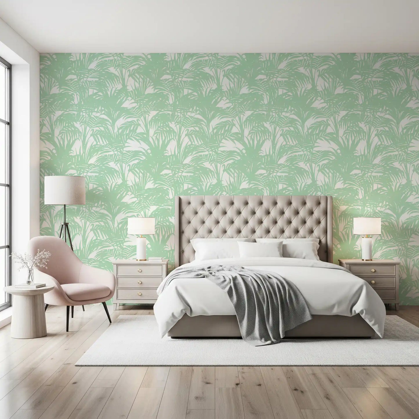 Minimalist Jungle Sage Pattern Wallpaper⁠