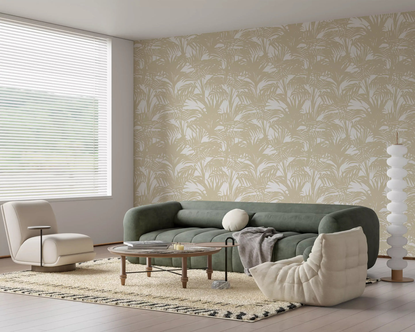 Minimalist Tropical Frond Pattern Wallpaper⁠