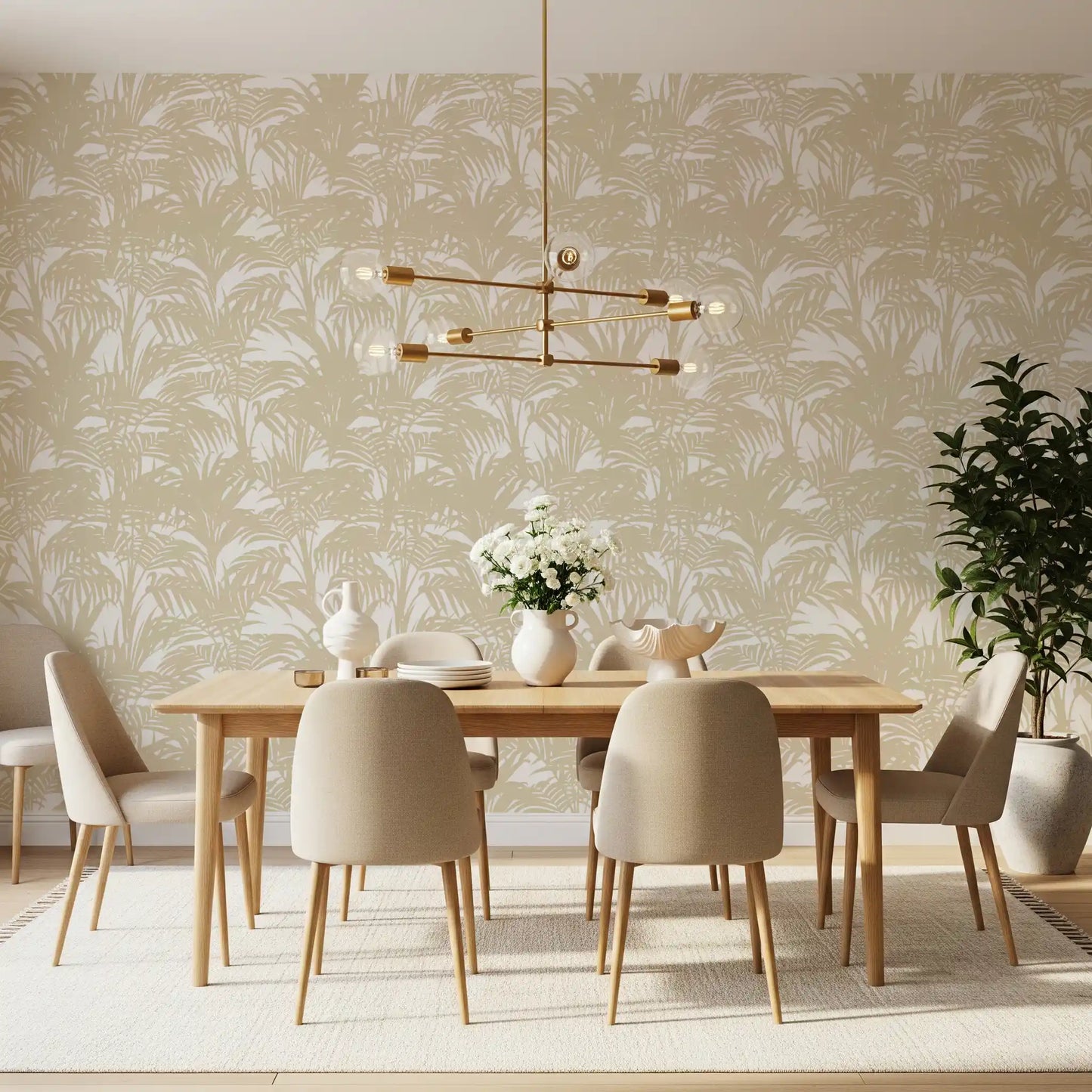 Minimalist Tropical Frond Pattern Wallpaper⁠
