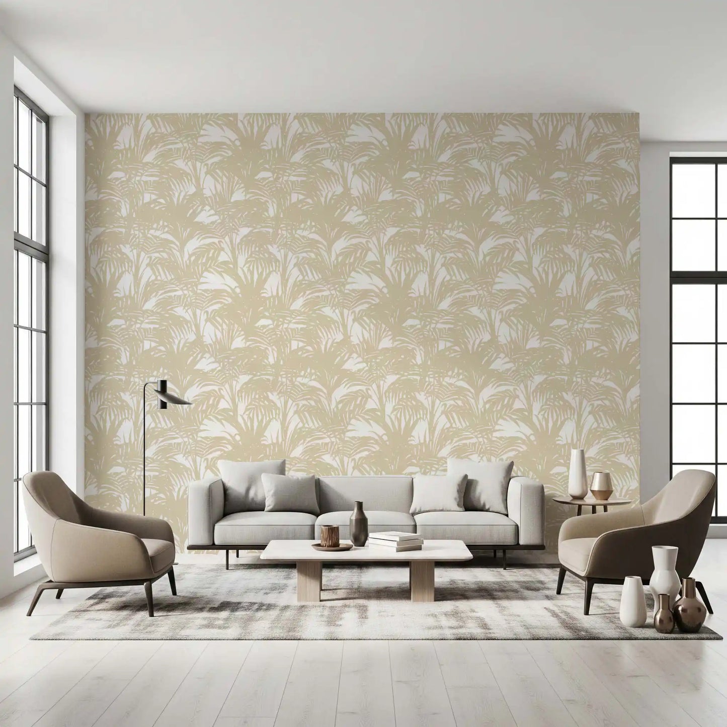 Minimalist Tropical Frond Pattern Wallpaper⁠