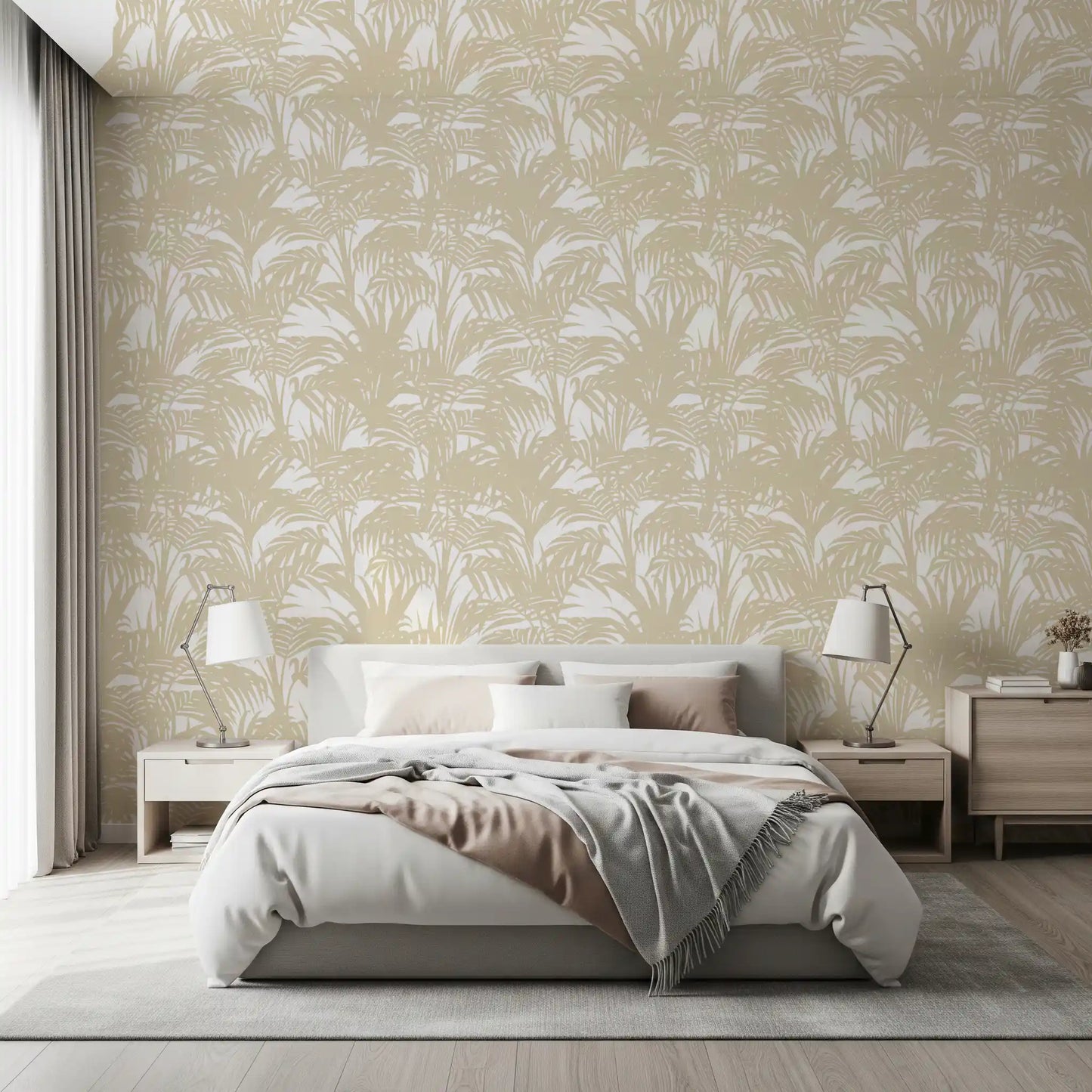 Minimalist Tropical Frond Pattern Wallpaper⁠