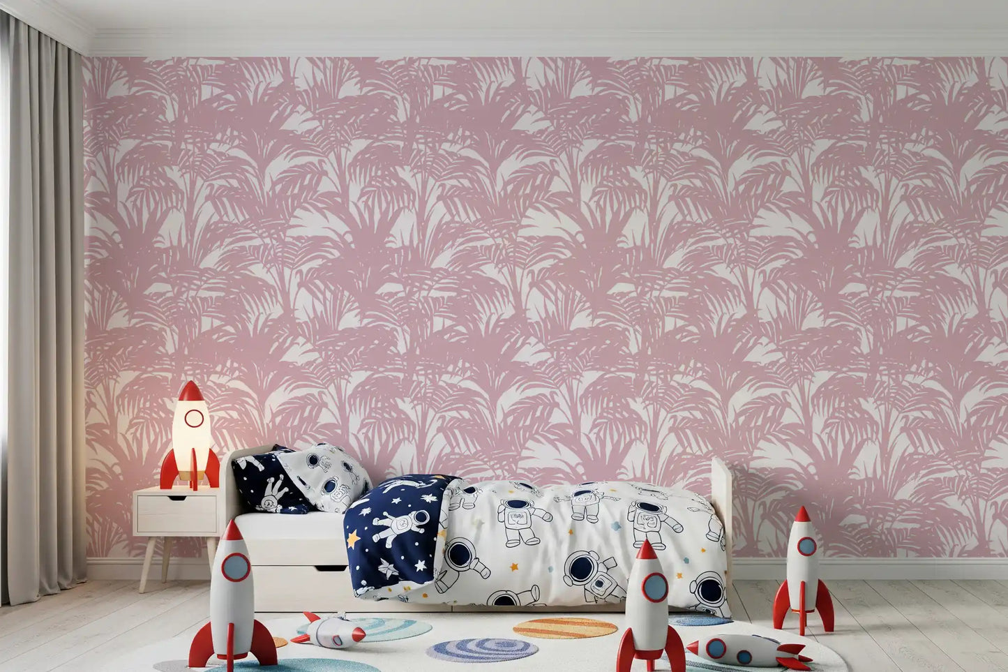 Blush Palm Frond Silhouette Wallpaper⁠