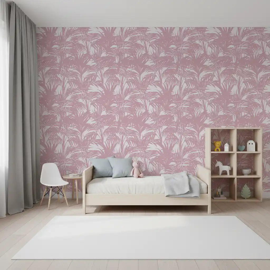 Blush Palm Frond Silhouette Wallpaper⁠
