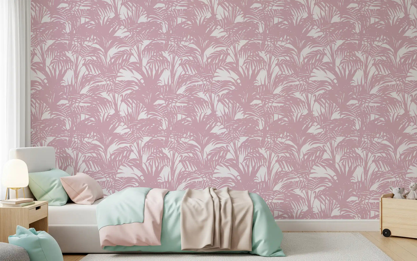 Blush Palm Frond Silhouette Wallpaper⁠