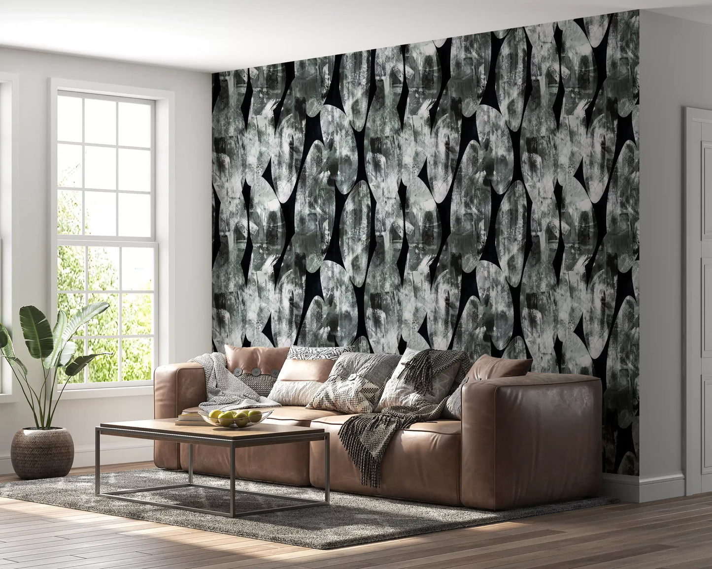 Monochromatic Abstract Brushstroke Wallpaper⁠