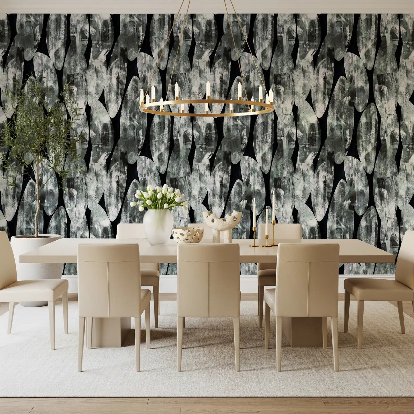Monochromatic Abstract Brushstroke Wallpaper⁠