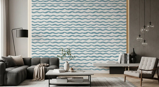 Living room rippled with the abstract ocean flow wallpaper GD12216