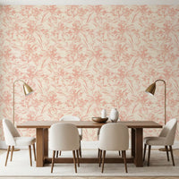 Soft Blush Botanical Sketch Wallpaper⁠