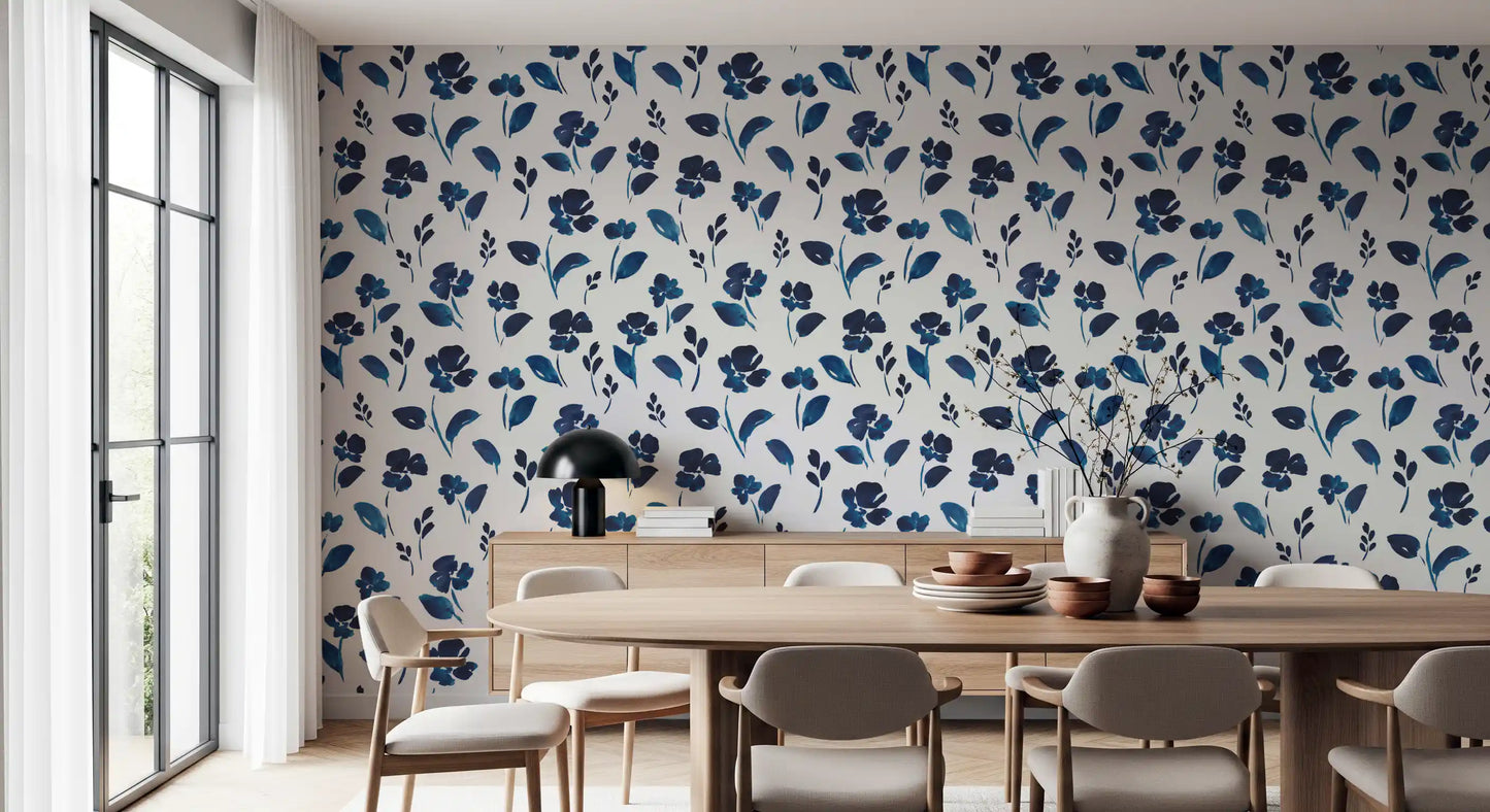 Indigo Ink Botanical Meadow Wallpaper⁠