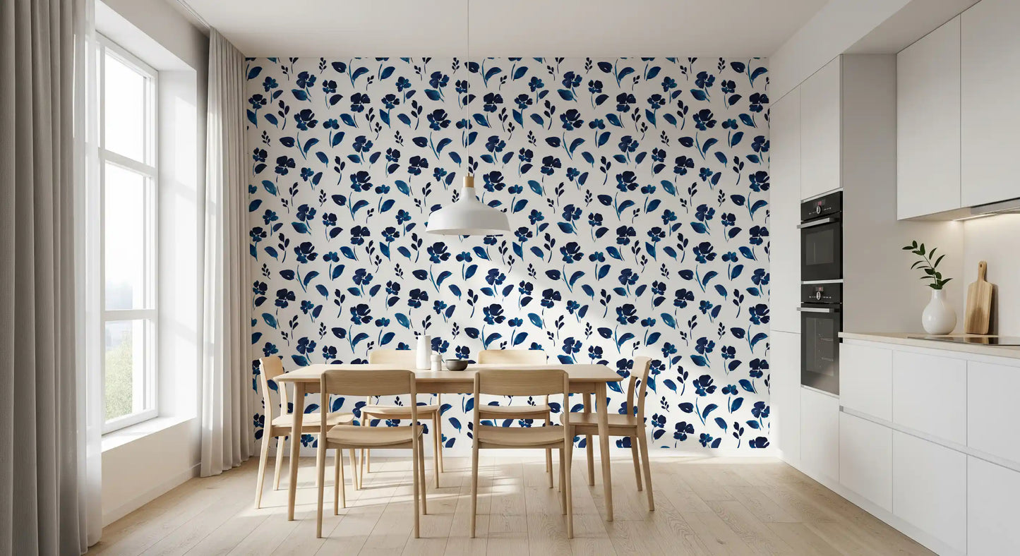 Indigo Ink Botanical Meadow Wallpaper⁠