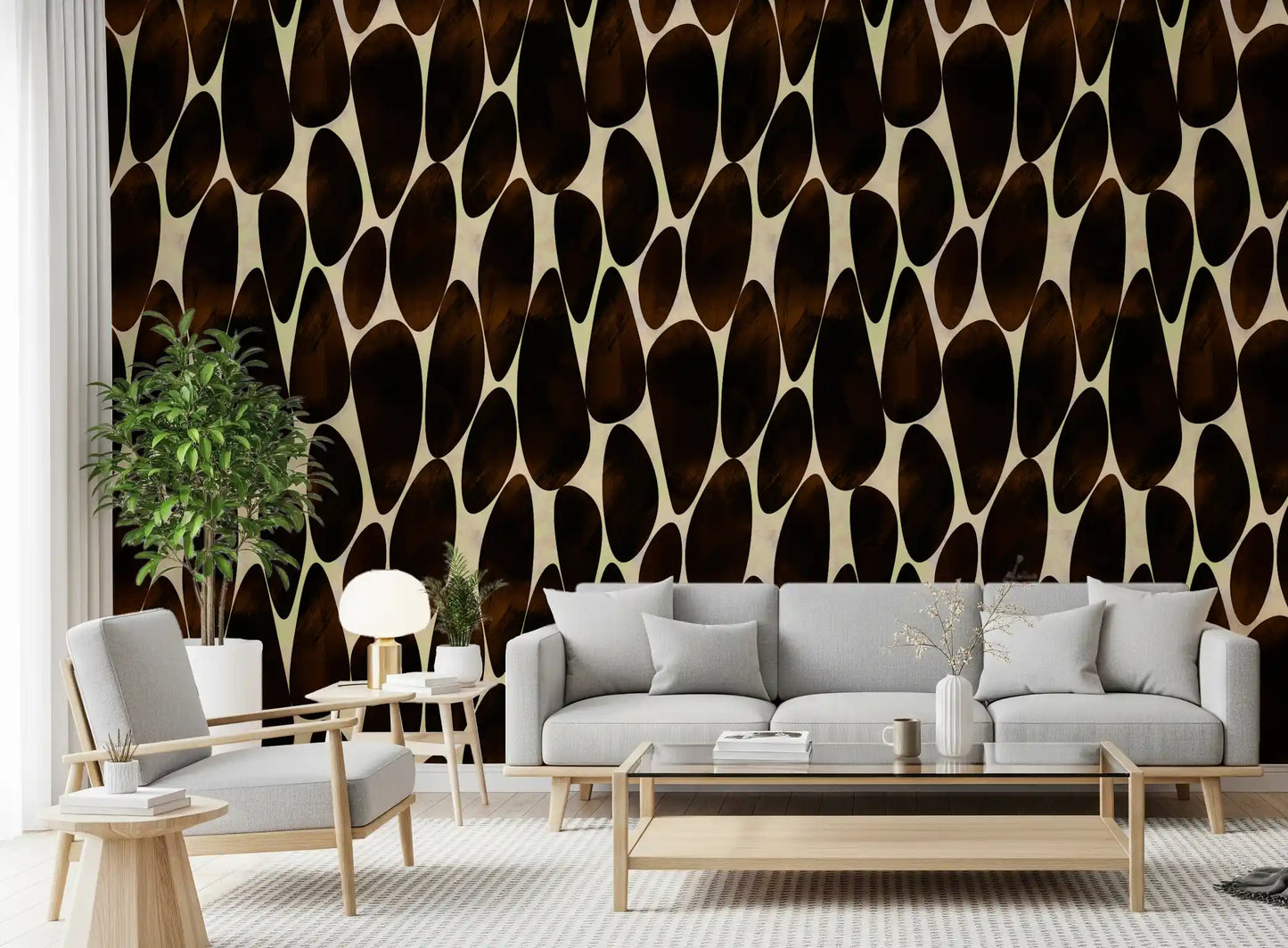 Interlocking Dark Brushstroke Motif Wallpaper⁠
