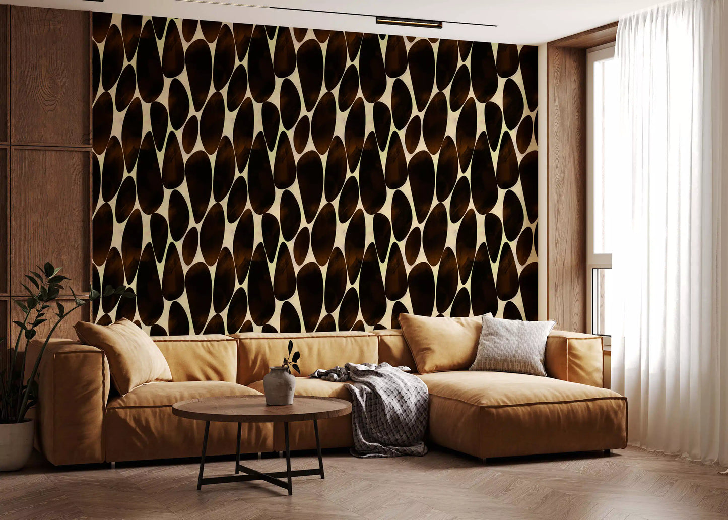 Interlocking Dark Brushstroke Motif Wallpaper⁠