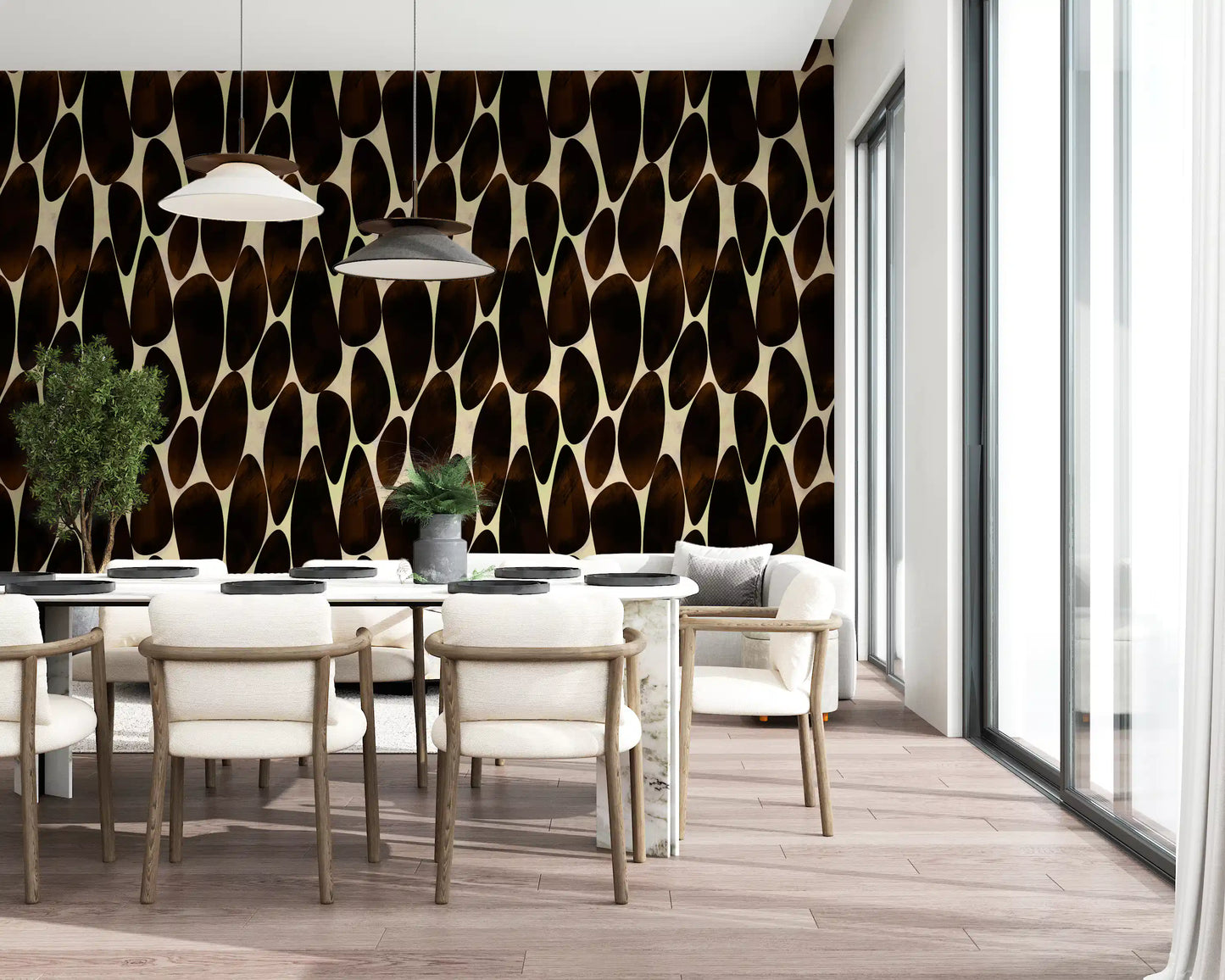 Interlocking Dark Brushstroke Motif Wallpaper⁠
