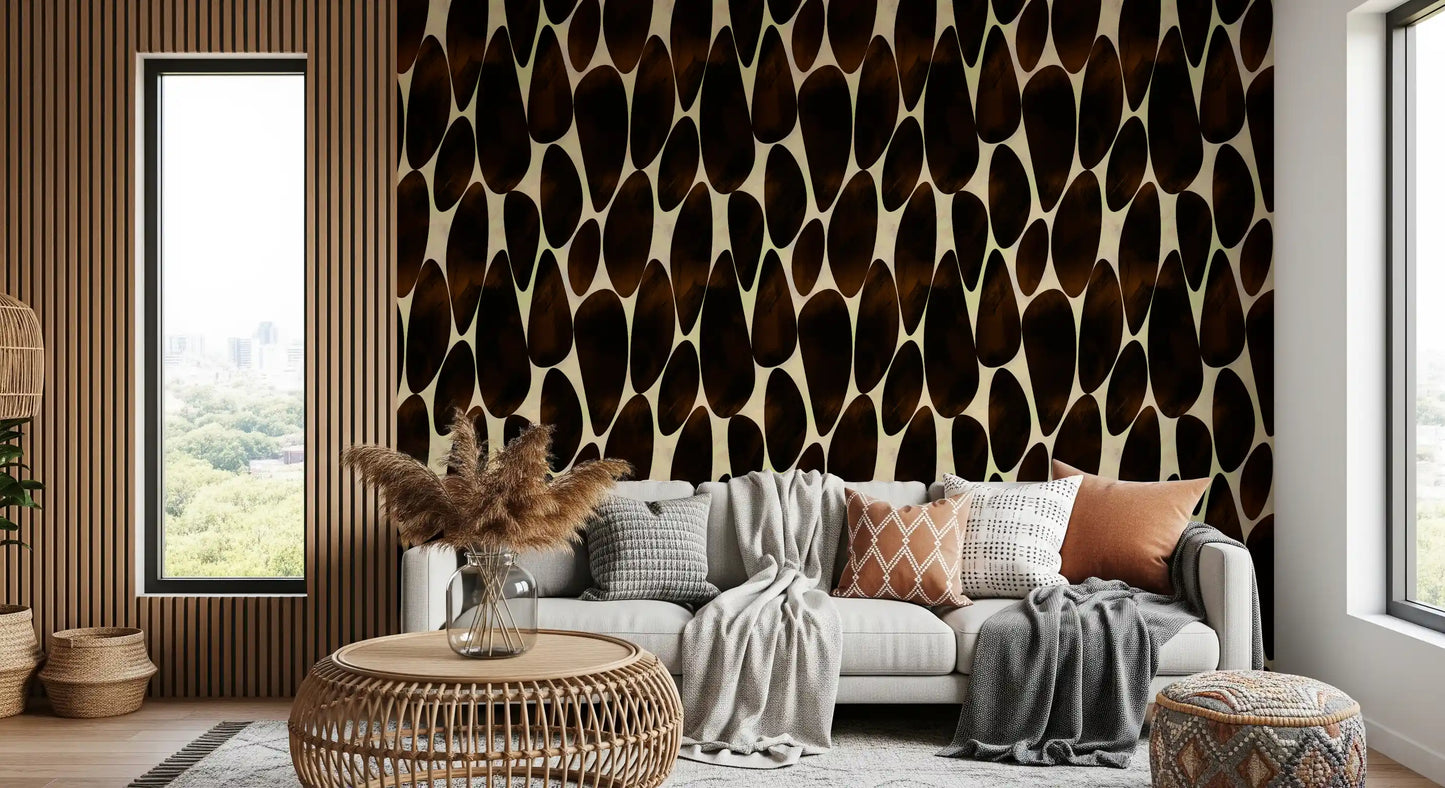 Interlocking Dark Brushstroke Motif Wallpaper⁠