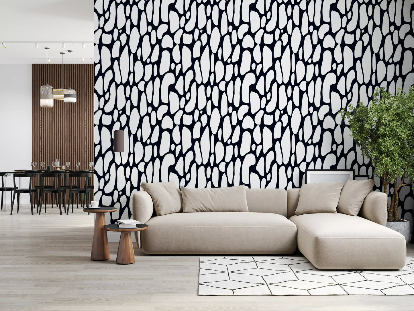 Organic Monochrome Pebbles Wallpaper⁠