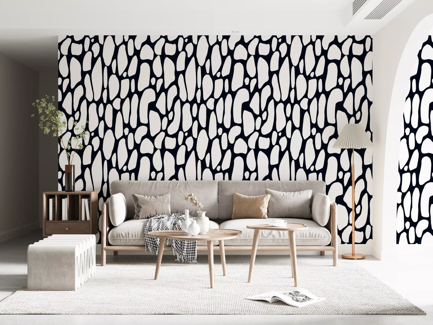 Organic Monochrome Pebbles Wallpaper⁠