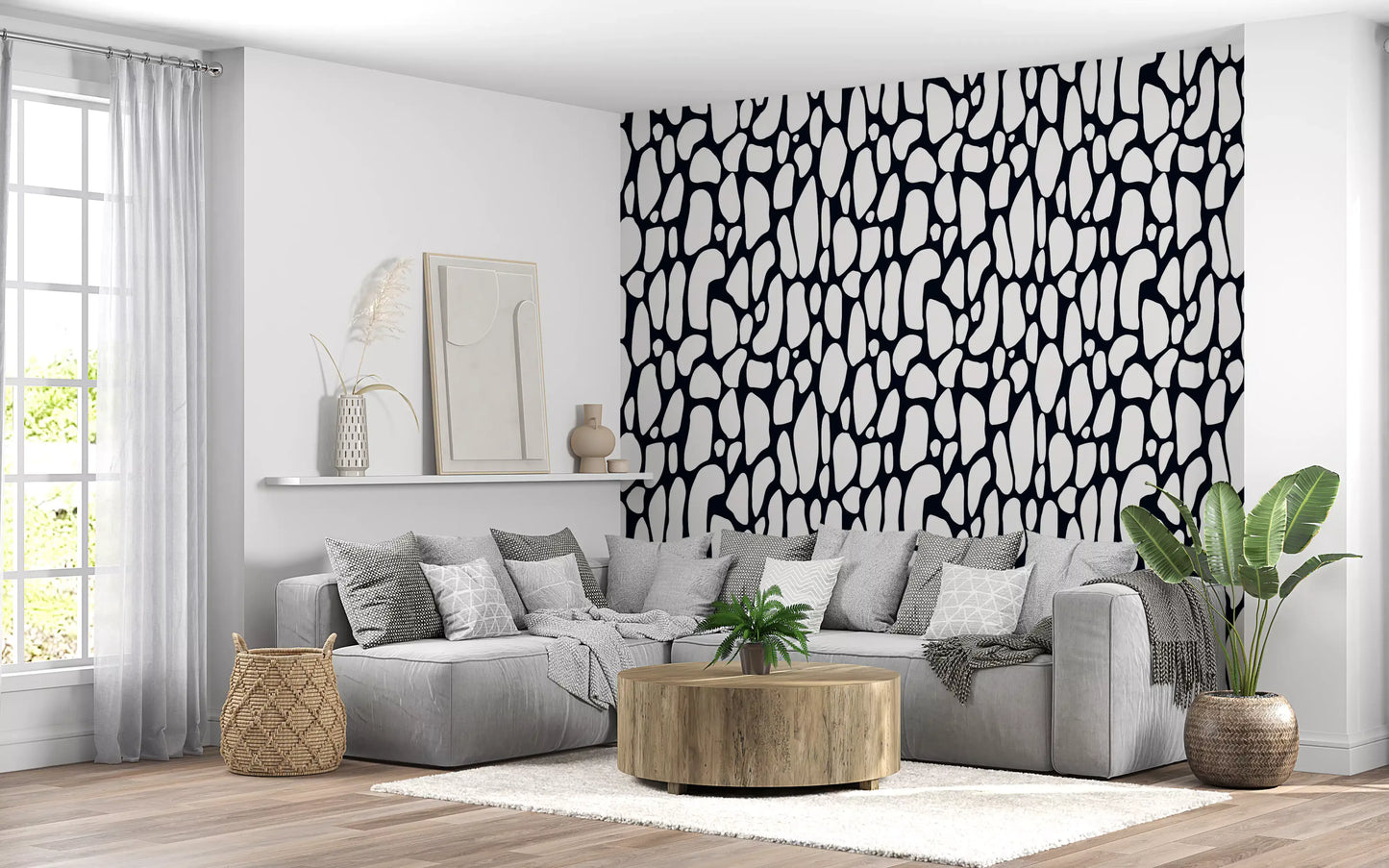 Organic Monochrome Pebbles Wallpaper⁠