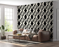 Living room ringed with the circular grid wallpaper GD12224