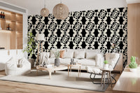 Living room tiled with the graphic circle grid wallpaper GD12224