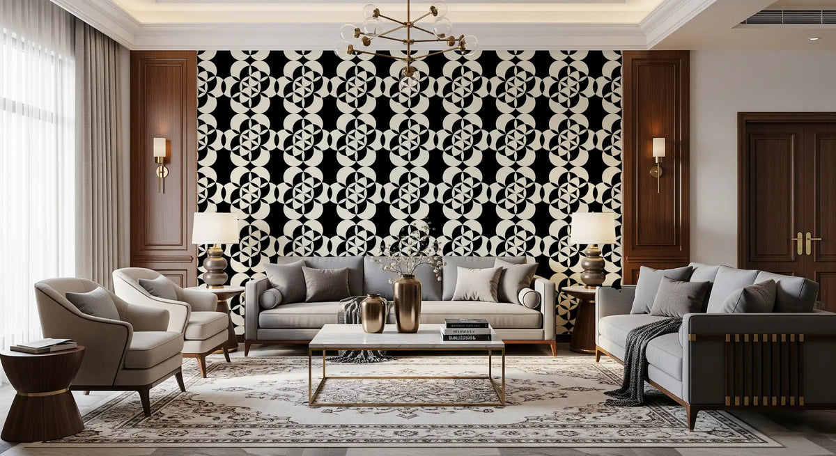 Sharp contrast keeps the monotone circles bold on this wallpaper GD12224