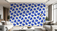 Bold Cobalt Leaf Silhouette Wallpaper⁠