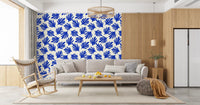Bold Cobalt Leaf Silhouette Wallpaper⁠