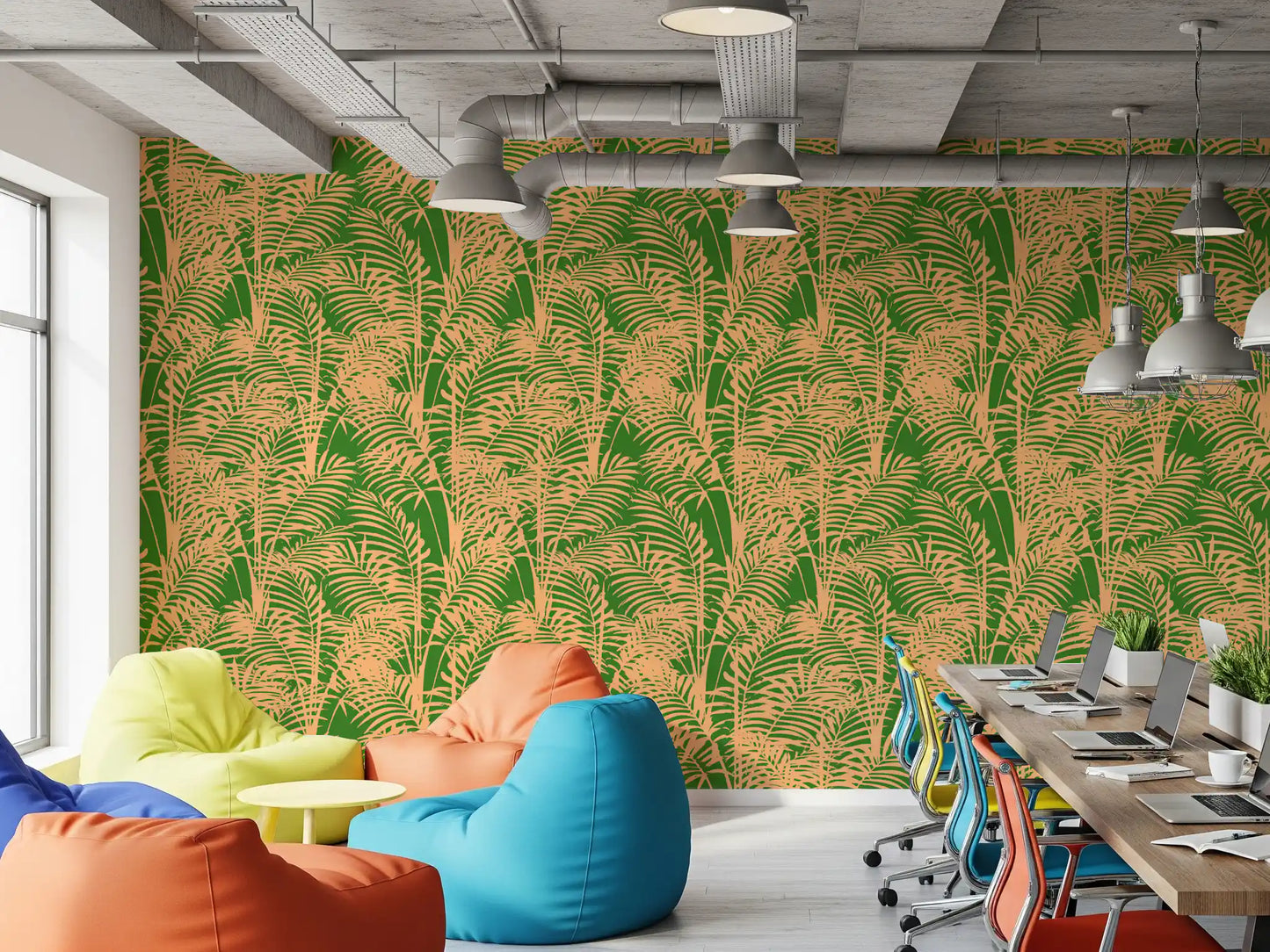 Abstract Tropical Palm Frond Print Wallpaper⁠