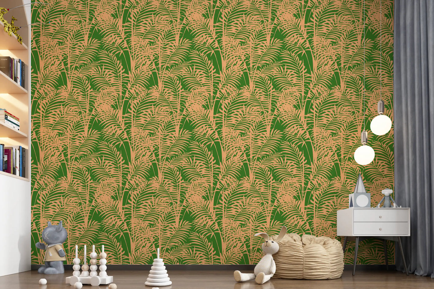 Abstract Tropical Palm Frond Print Wallpaper⁠