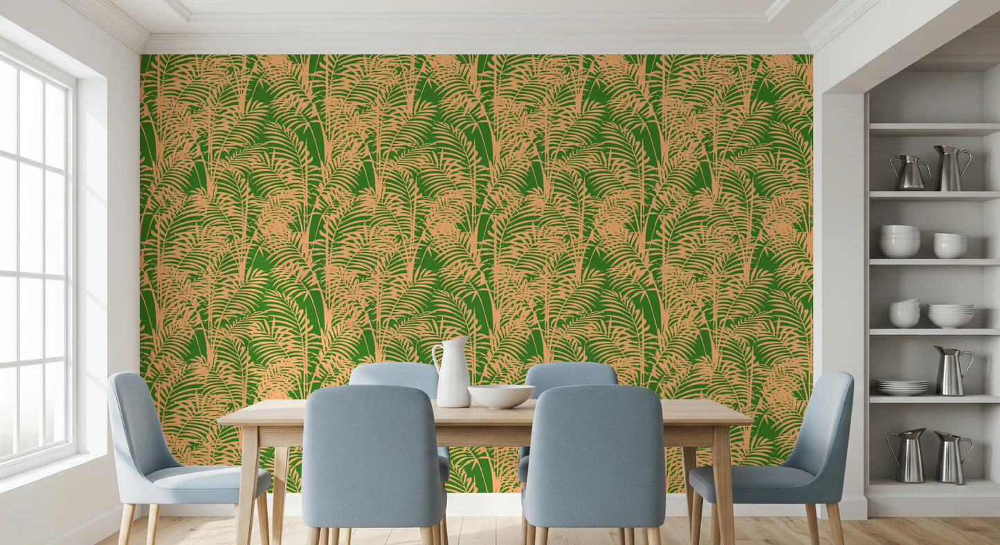 Abstract Tropical Palm Frond Print Wallpaper⁠