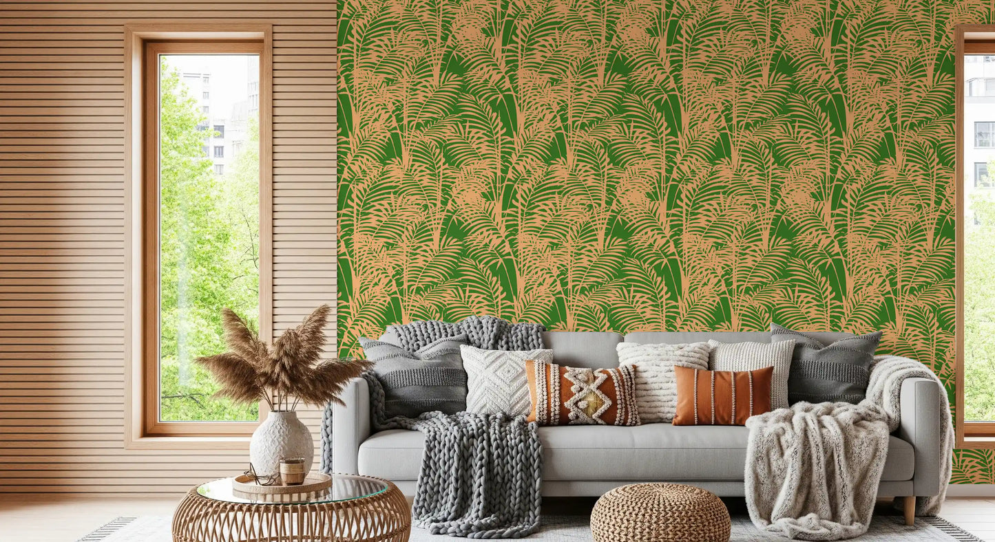 Abstract Tropical Palm Frond Print Wallpaper⁠