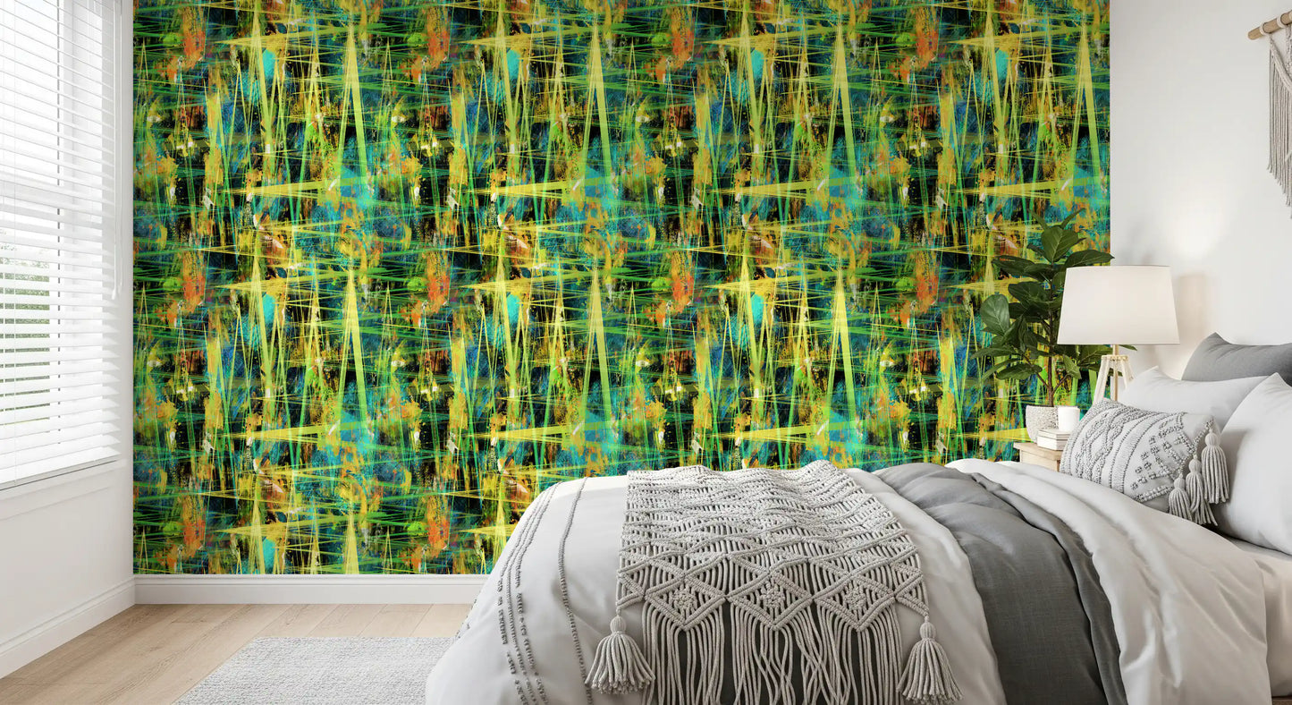 Abstract Neon Zigzag Art Wallpaper⁠