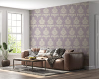 Lilac Heritage Damask Motif Wallpaper⁠