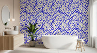 Restful bathroom set against the cobalt motion wallpaper GD12231
