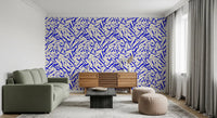Bold blue scribbles fill a living space in the motion wallpaper GD12231