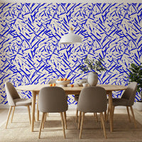 Dynamic Cobalt Motion Pattern Wallpaper energizing a dining room GD12231
